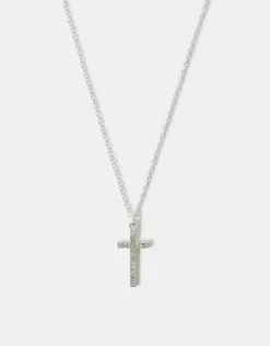 Accessorize Pav&eacute; Cross Pendant Necklace