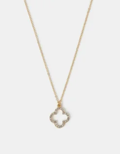 Accessorize Pav&eacute; Cut Out Flora Pendant Necklace