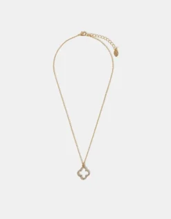Accessorize Pav&eacute; Cut Out Flora Pendant Necklace