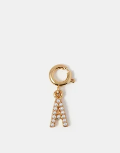 Accessorize Pearl Initial Jewellery Charm Gold