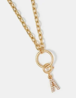 Accessorize Pearl Initial Jewellery Charm Gold