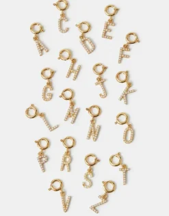 Accessorize Pearl Initial Jewellery Charm Gold