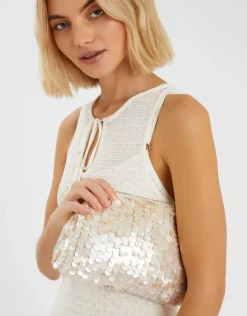 Accessorize Pearl Shell Embellished Clutch Bag