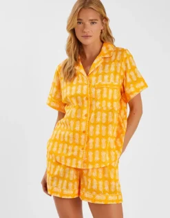 Accessorize Pineapple Print Short Pyjamas Set Yellow