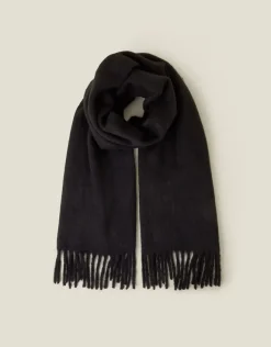 Accessorize Plain Tassel Scarf Black
