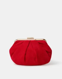 Accessorize Pleated Suedette Clutch Bag Red