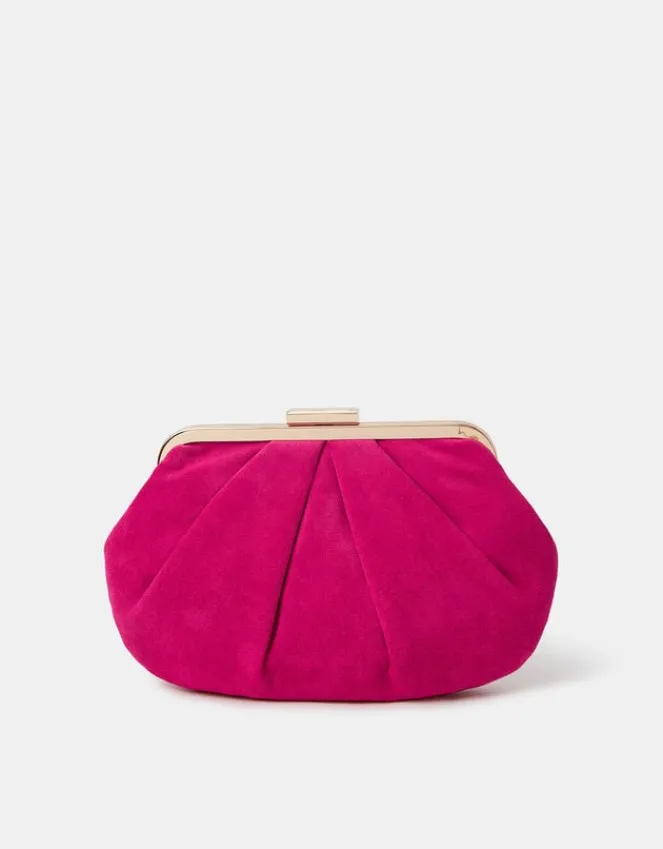 Accessorize Pleated Suedette Clutch Bag Pink