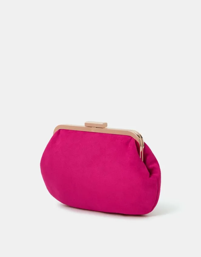 Accessorize Pleated Suedette Clutch Bag Pink