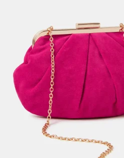 Accessorize Pleated Suedette Clutch Bag Pink