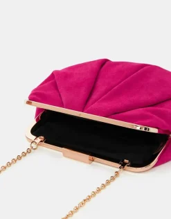 Accessorize Pleated Suedette Clutch Bag Pink
