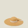 Accessorize Polka Dot Bow Floppy Straw Hat