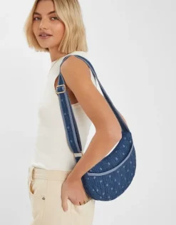 Accessorize Polka Dot Denim Sling Bag