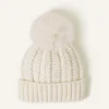 Accessorize Pom-Pom Beanie Hat Cream