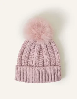 Accessorize Pom-Pom Beanie Hat Pink