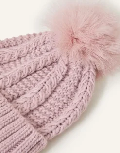 Accessorize Pom-Pom Beanie Hat Pink