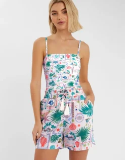 Accessorize Postcard Print Shorts Ivory