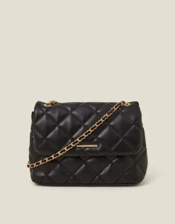 Accessorize Quilted Faux Leather Cross-Body Bag Black