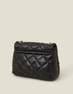 Accessorize Quilted Faux Leather Cross-Body Bag Black