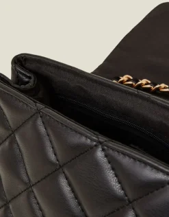 Accessorize Quilted Faux Leather Cross-Body Bag Black