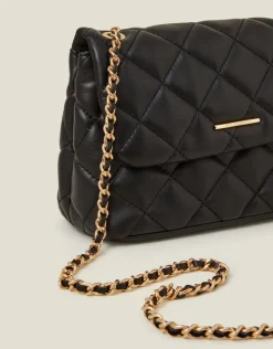 Accessorize Quilted Faux Leather Cross-Body Bag Black