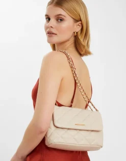 Accessorize Quilted Faux Leather Cross-Body Bag Cream