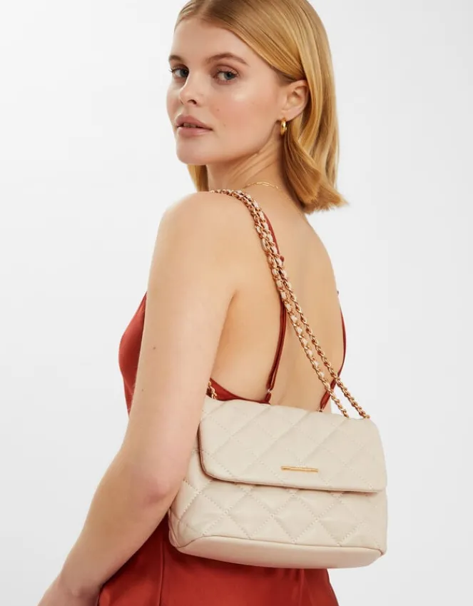 Accessorize Quilted Faux Leather Cross-Body Bag Cream
