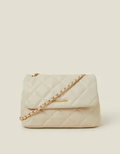 Accessorize Quilted Faux Leather Cross-Body Bag Cream