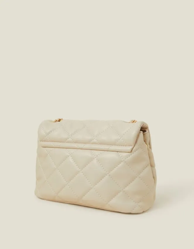Accessorize Quilted Faux Leather Cross-Body Bag Cream