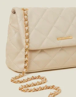 Accessorize Quilted Faux Leather Cross-Body Bag Cream