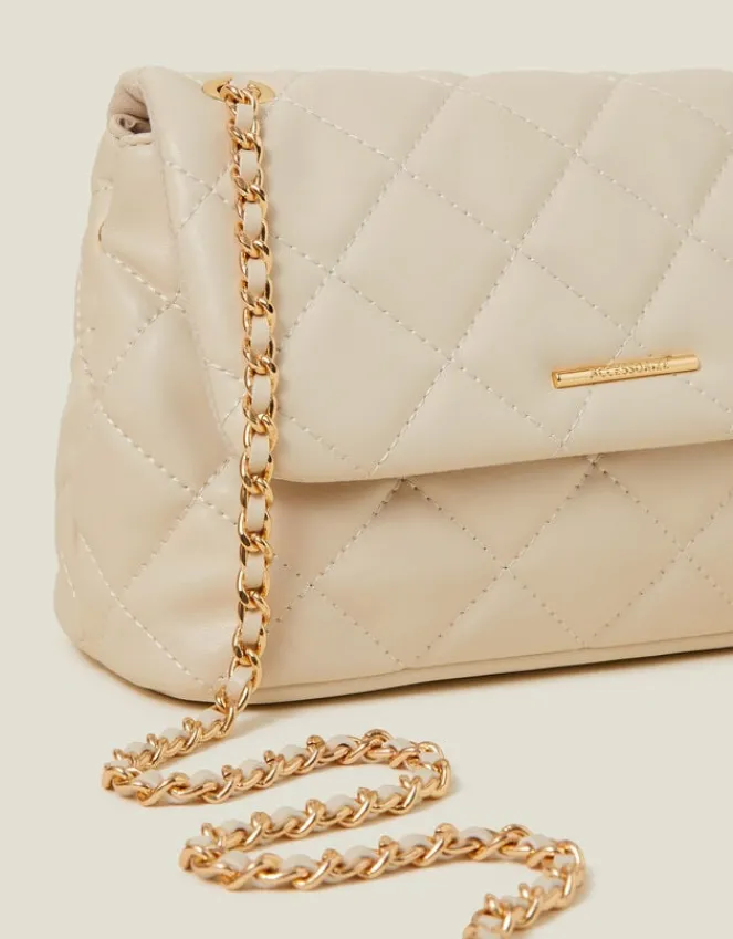 Accessorize Quilted Faux Leather Cross-Body Bag Cream