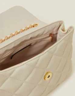 Accessorize Quilted Faux Leather Cross-Body Bag Cream