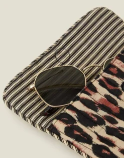 Accessorize Quilted Leopard Print Soft Sunglasses Case