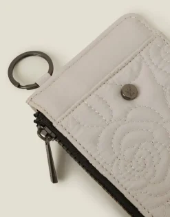 Accessorize Quilted Nylon Card Holder Cream