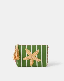 Accessorize Raffia Starfish Stripe Pouch