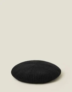 Accessorize Ribbed Knit Beret Black