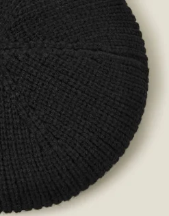 Accessorize Ribbed Knit Beret Black