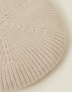 Accessorize Ribbed Knit Beret Natural