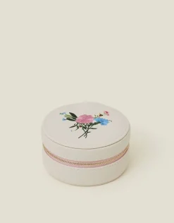 Accessorize Round Floral Embroidered Jewellery Box