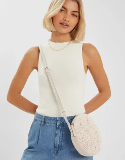 Accessorize Round Macrame Bag Cream