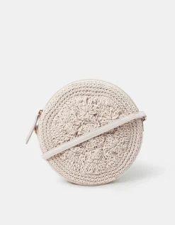 Accessorize Round Macrame Bag Cream