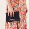 Accessorize Satin Fold Over Clutch Bag Blue