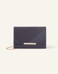 Accessorize Satin Fold Over Clutch Bag Blue