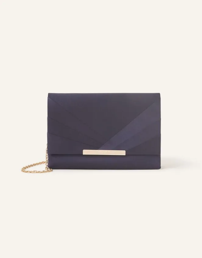 Accessorize Satin Fold Over Clutch Bag Blue