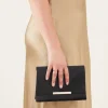 Accessorize Satin Fold Over Clutch Bag Black