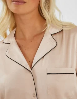 Accessorize Satin Short Pyjamas Set Camel