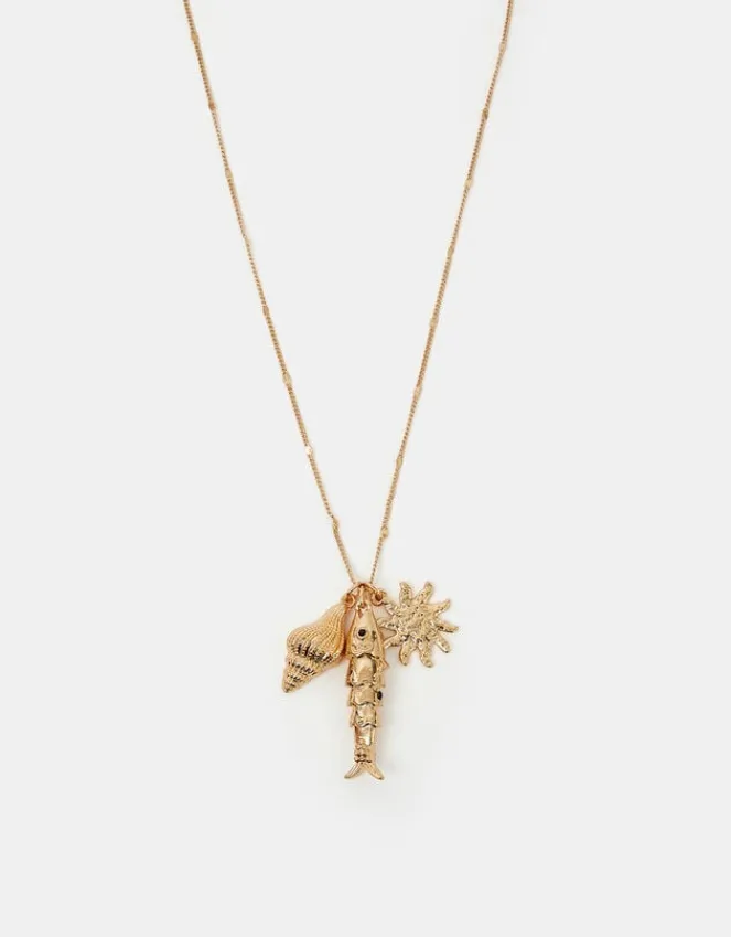 Accessorize Sea Charm Pendant Necklace Gold