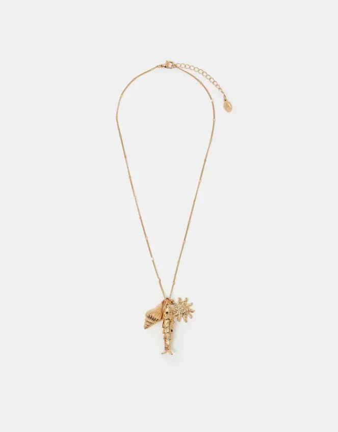 Accessorize Sea Charm Pendant Necklace Gold