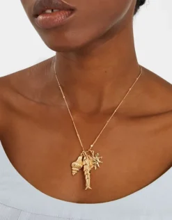 Accessorize Sea Charm Pendant Necklace Gold