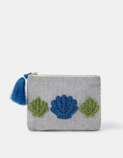 Accessorize Shell Bead Stripe Pouch