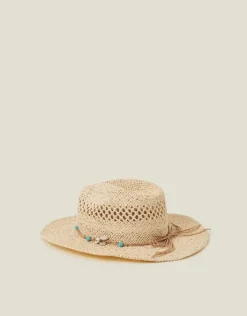 Accessorize Shell Beaded Straw Stetson Hat